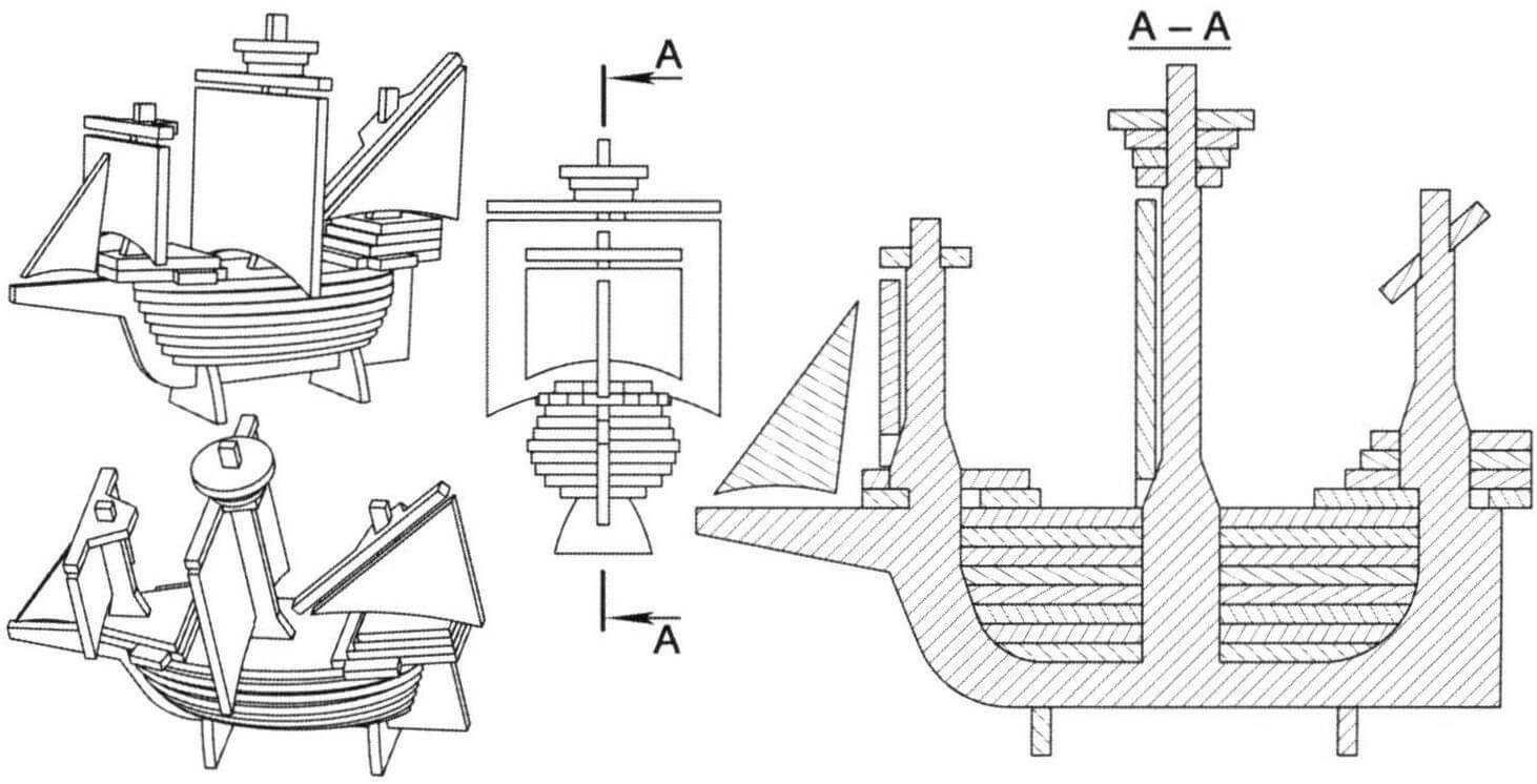 Схема модели парусника