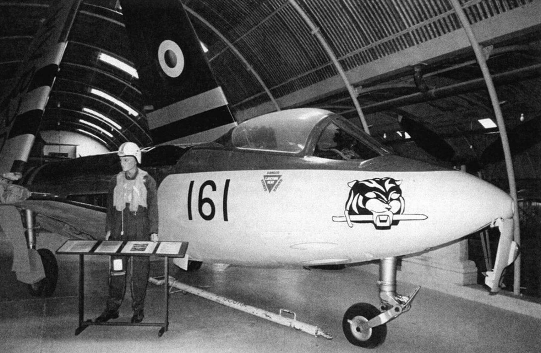 Палубный истребитель Hawker Sea Hawk Mk.6, машины данного типа в 1950-х годах несли службу на авианосце «Арк Ройал»