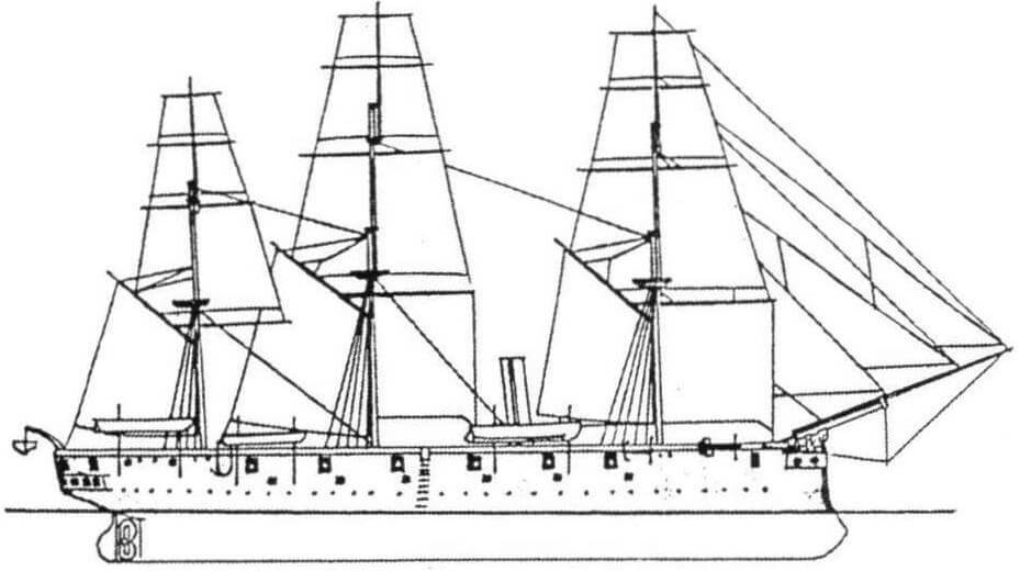 Схема парусного вооружения корветов типа «Комус»