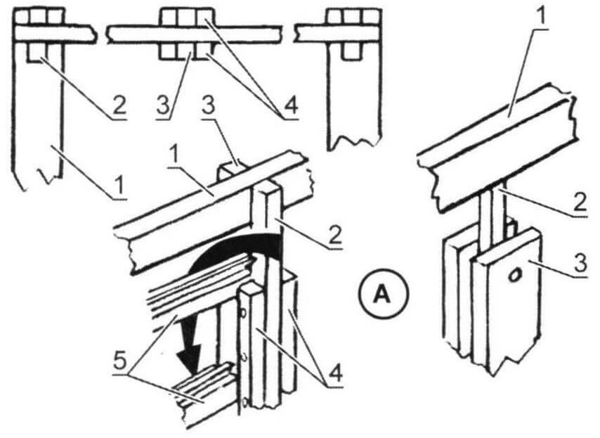 Схема расположения стеновой распорки каркаса и укладки стеновых досок