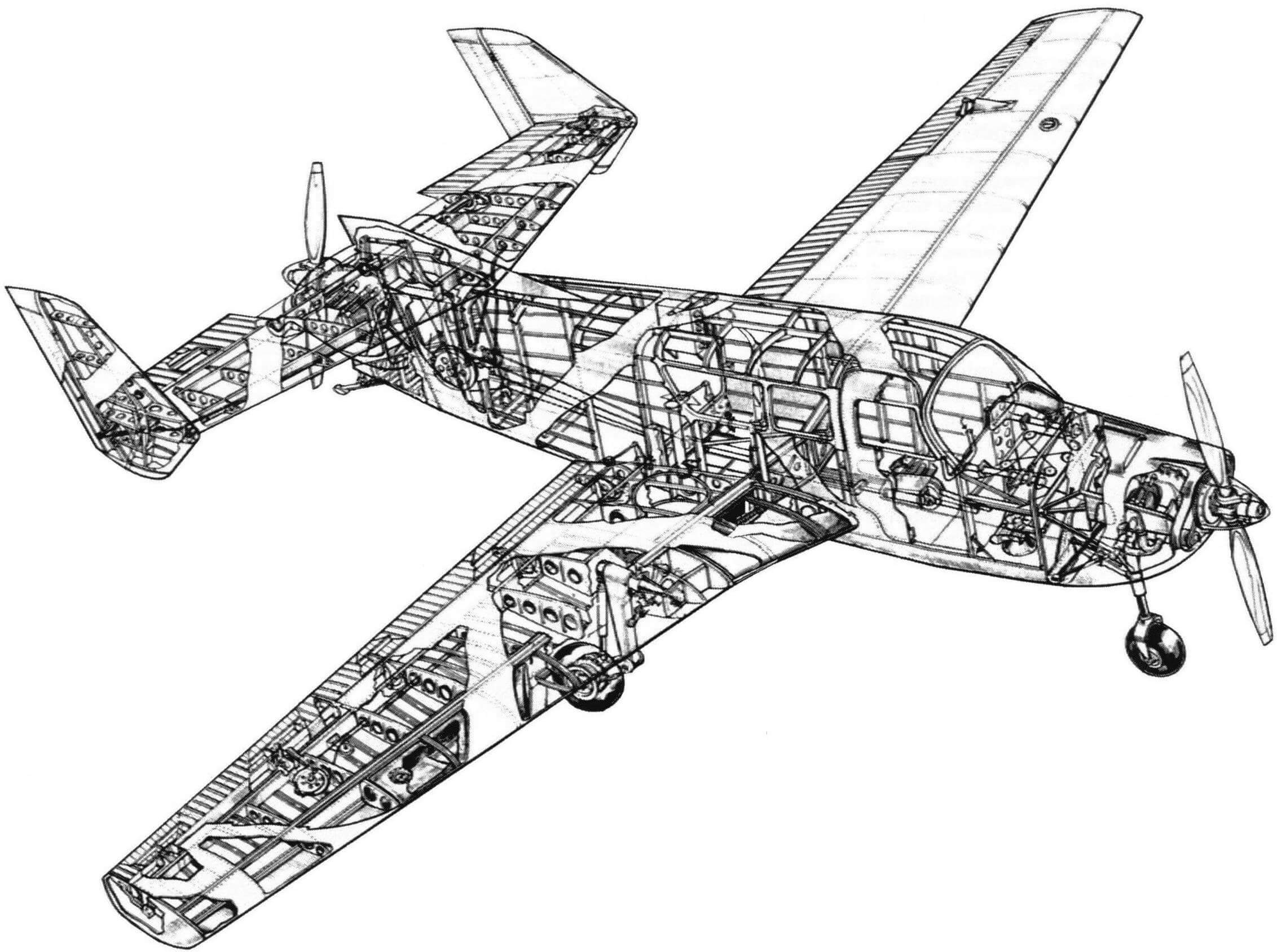 Компоновочная схема двухмоторного самолета «Moynet 360/4 Jupiter»