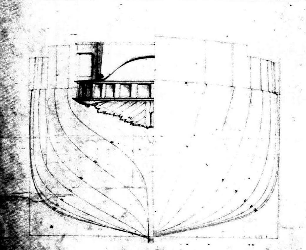 Теоретический чертеж корвета «Каллиопа» (копия подлинного чертежа)