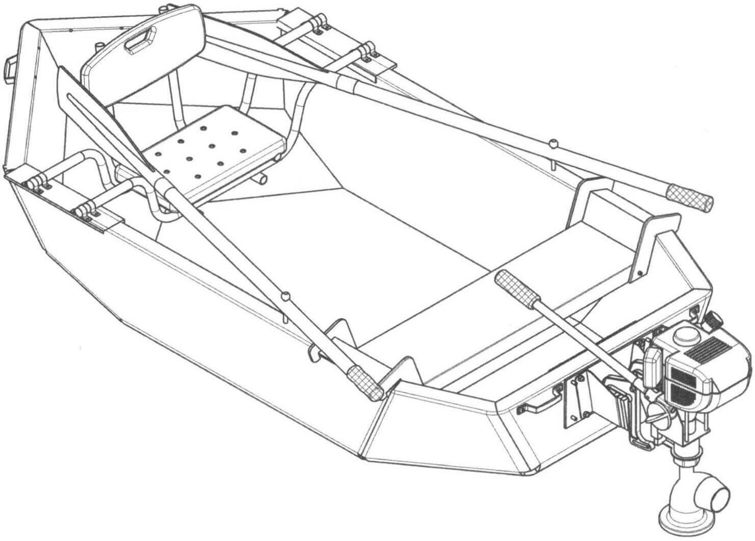 Общий вид лодки с микроводометом на навесном кронштейне (см. «М-К»№ 10, 2018)