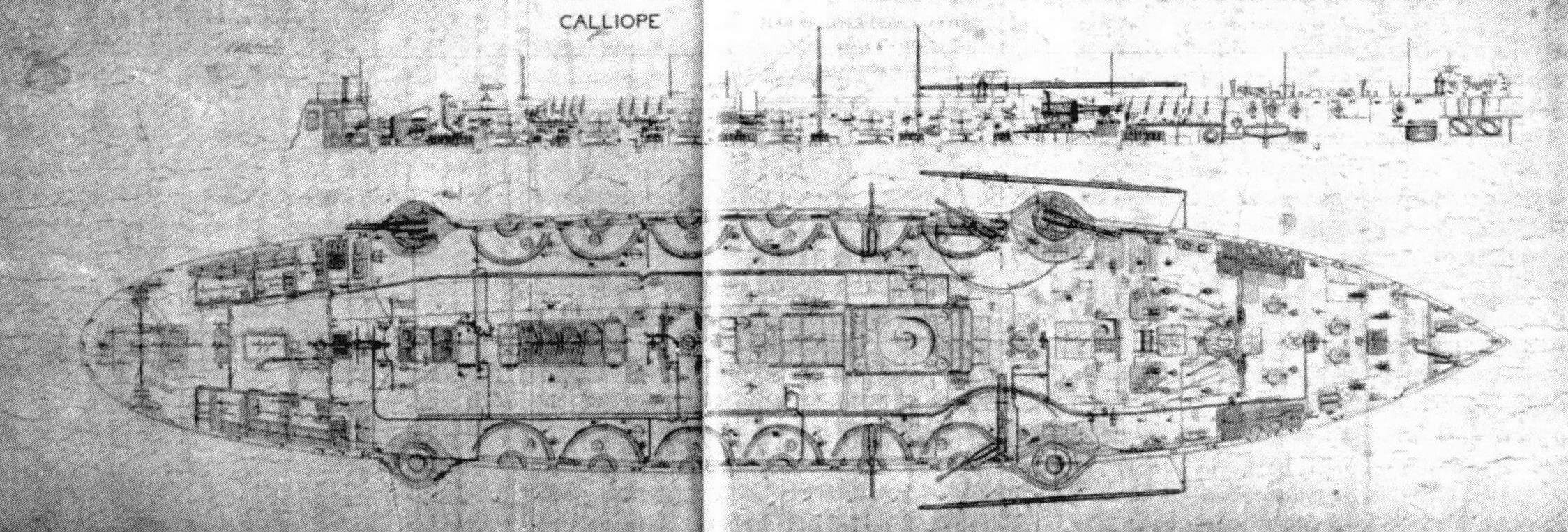 Отчетный чертеж верхней палубы корвета «Каллиопа» (копия подленного чертежа)