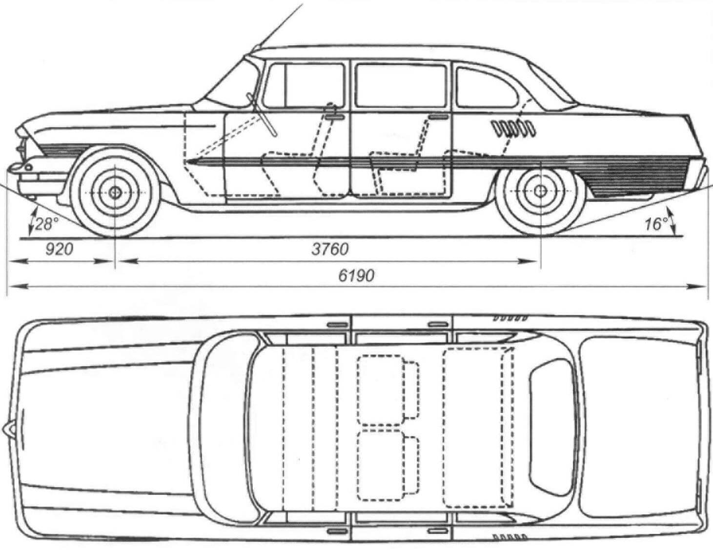 Габаритный чертеж автомобиля ЗИЛ-111Г