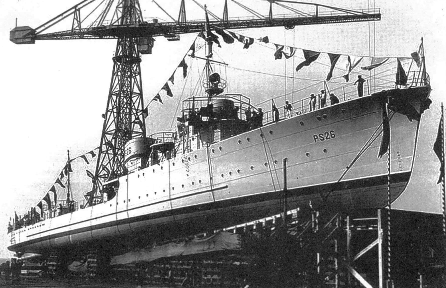 Сторожевой корабль PS.26 перед спуском на воду, 1934 год