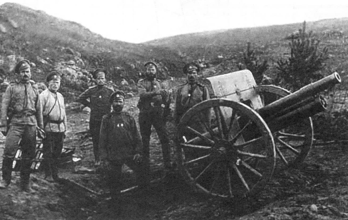 3-дюймовая пушка обр. 1902 г. и ее расчет