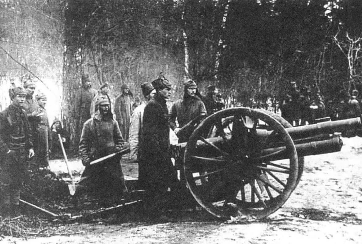 Батарея 3-дюймовых пушек обр. 1902 г. на огневой позиции