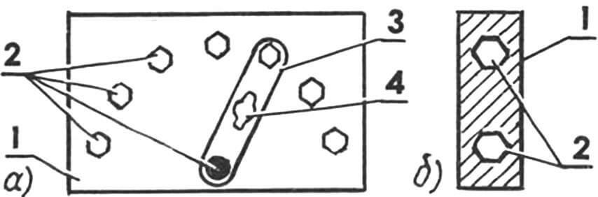 Изготовление переключателя (а) и переходной колодки (б)