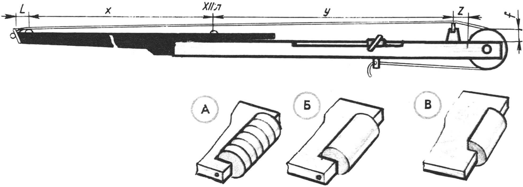 Установка грифа с тремя вариантами переброски струн через торец корпуса