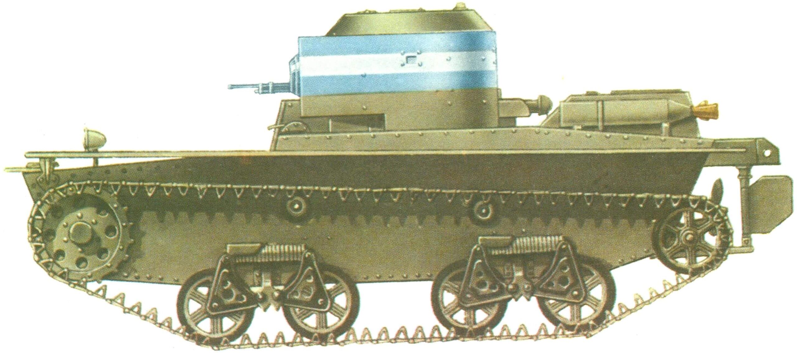 ТАНК Т-38 в типовой окраске, характерной для финских танковых частей.1940 г.