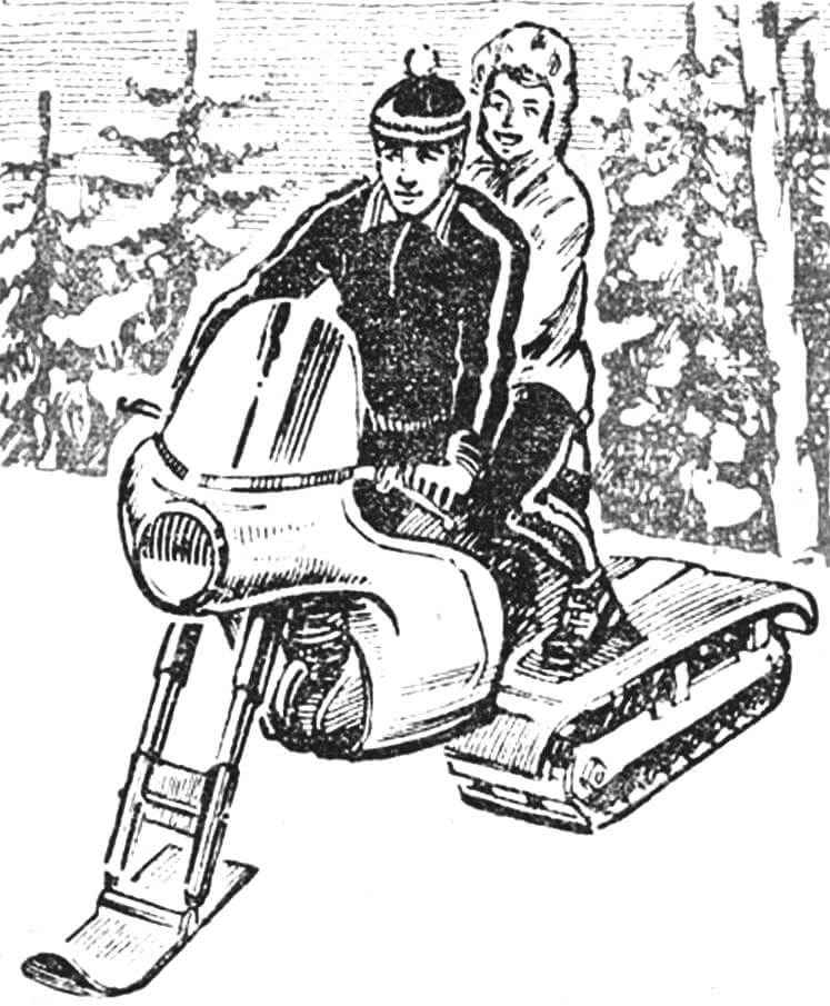 Мотоциклы с двумя гусеницами могут развивать по снегу скорость до 100 км/час.