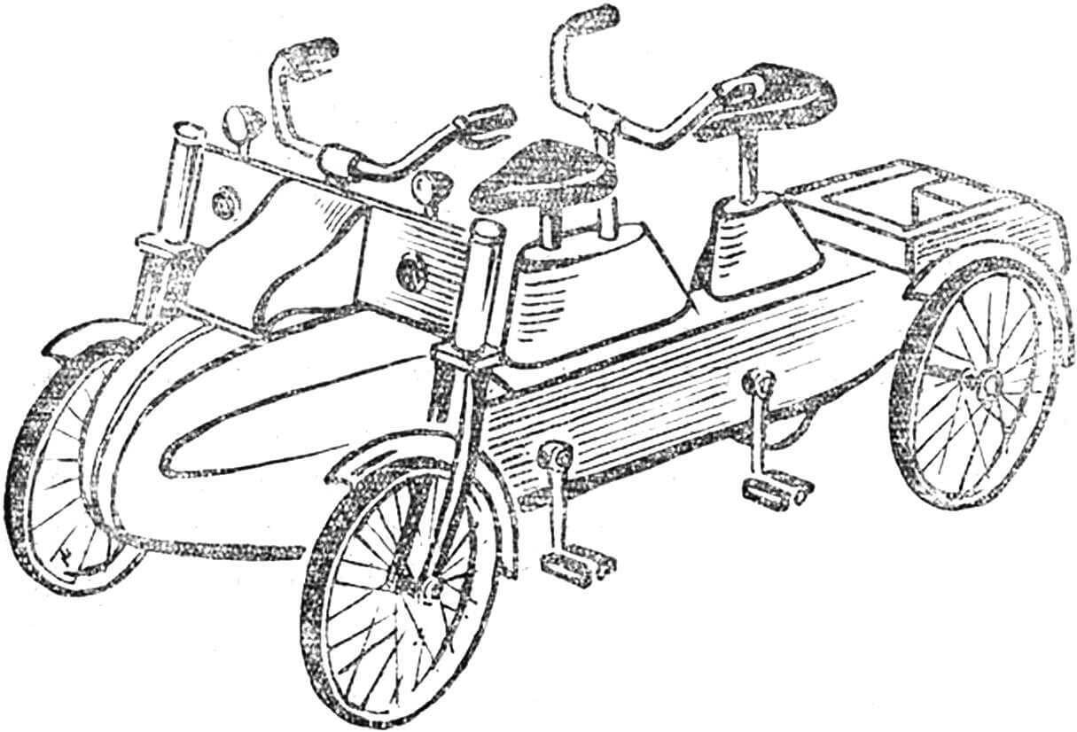 Рис. 1. Двухместный четырехколесный велосипед (США, 1978 г.).