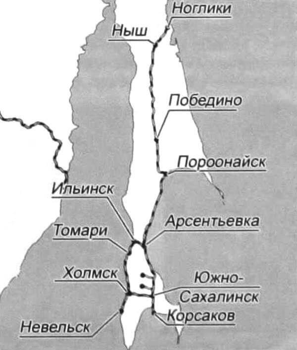 Схема Сахалинской железной дороги