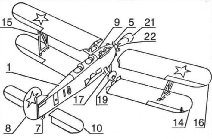 Детали бумажной летающей модели самолета По-2