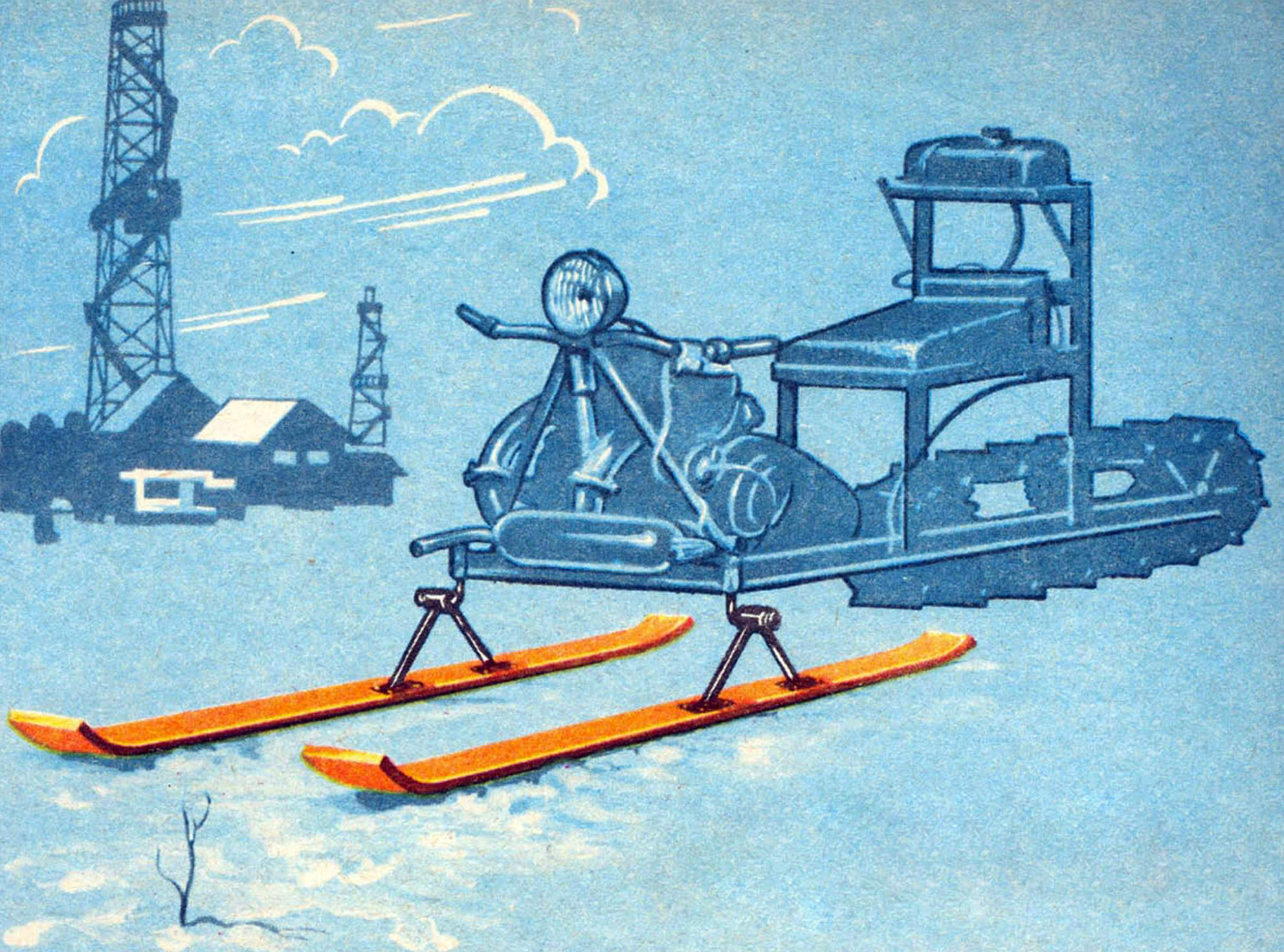 Зимний вариант. Гусеница в сочетании с лыжами обеспечивает высокую проходимость в условиях «белого бездорожья».