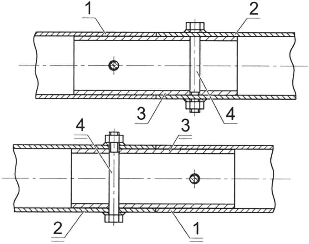 Стыковка колен длинномерных элементов каркаса (стрингеров, балок, мачты)