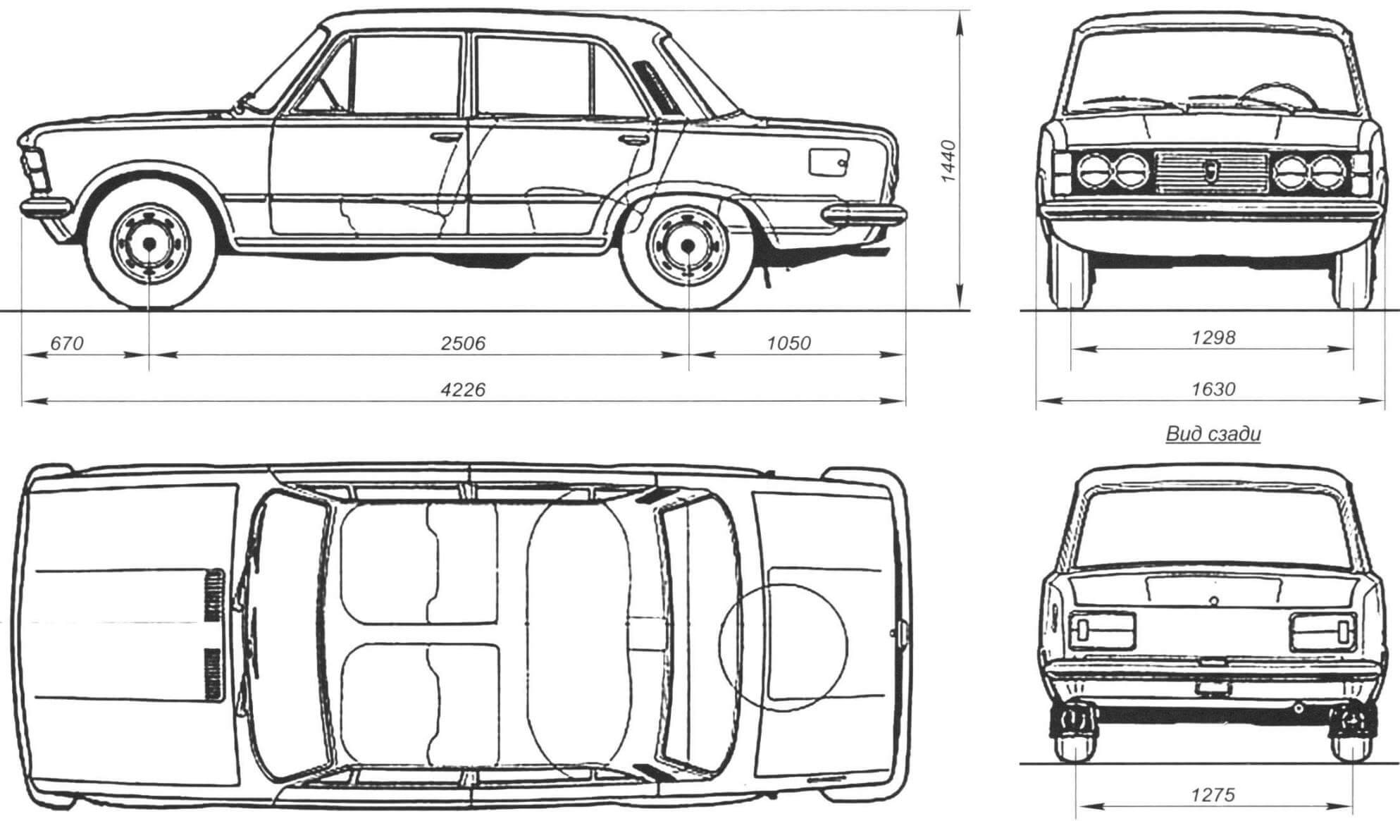Габаритный чертеж автомобиля Fiat 125р