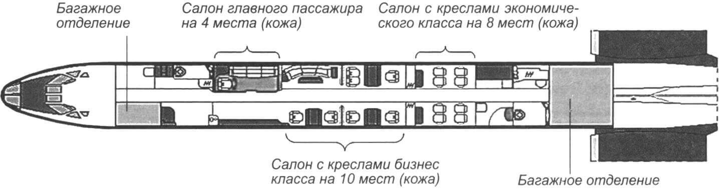Компоновка Ту-134 в варианте с VIP-салоном