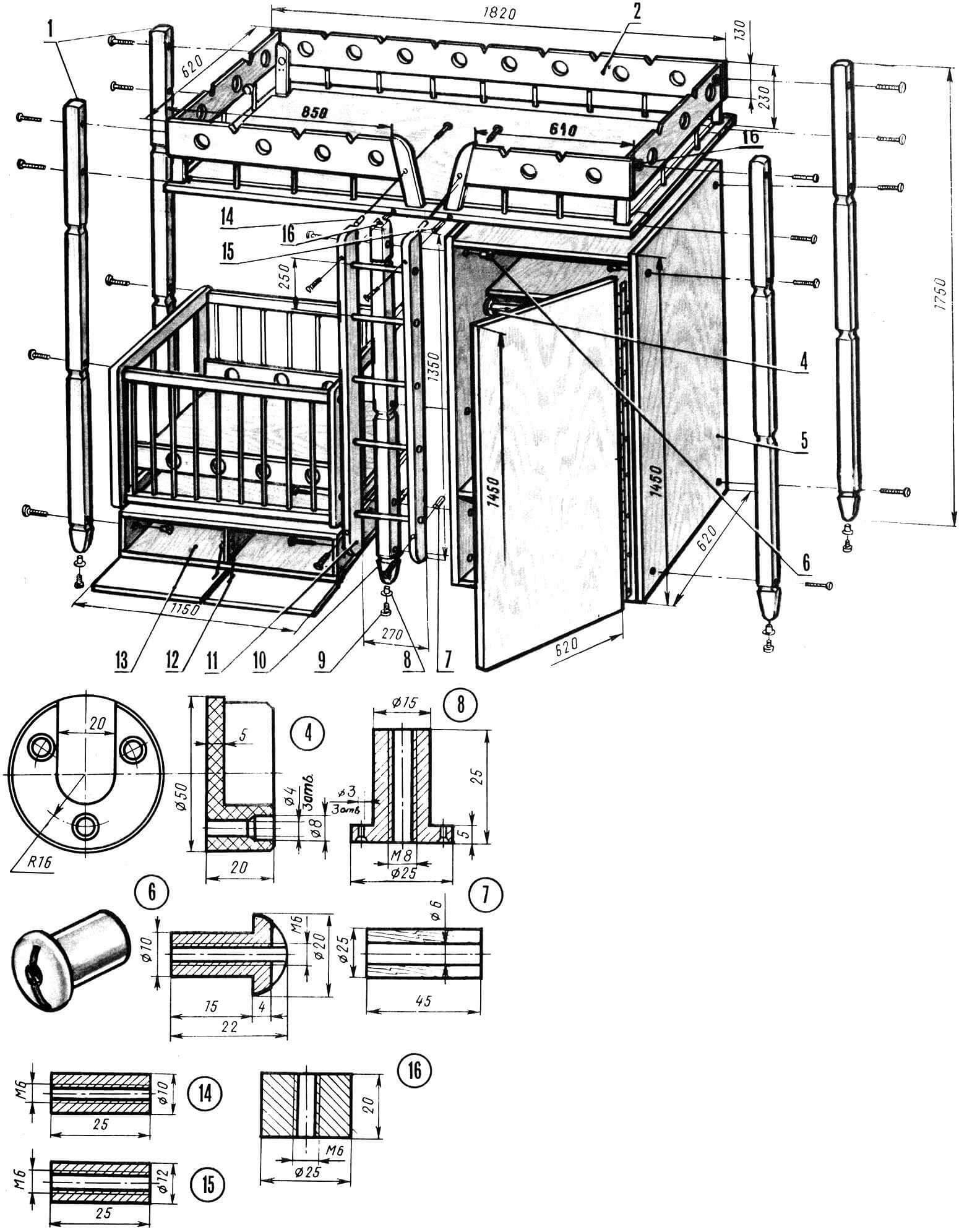Двухэтажный детский гарнитур (схема сборки)