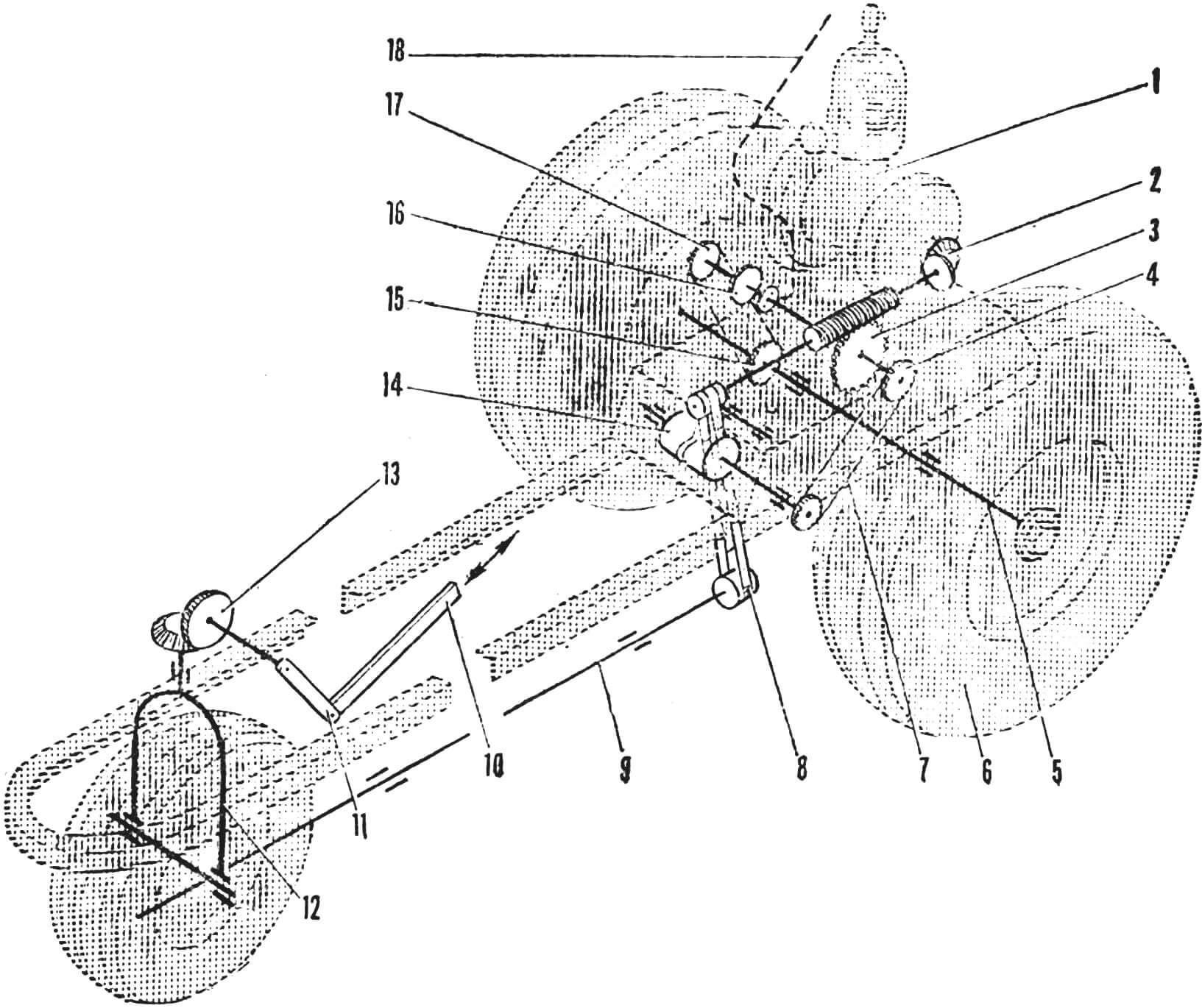 Fig. 4. Kinematic scheme (three-wheeled version)