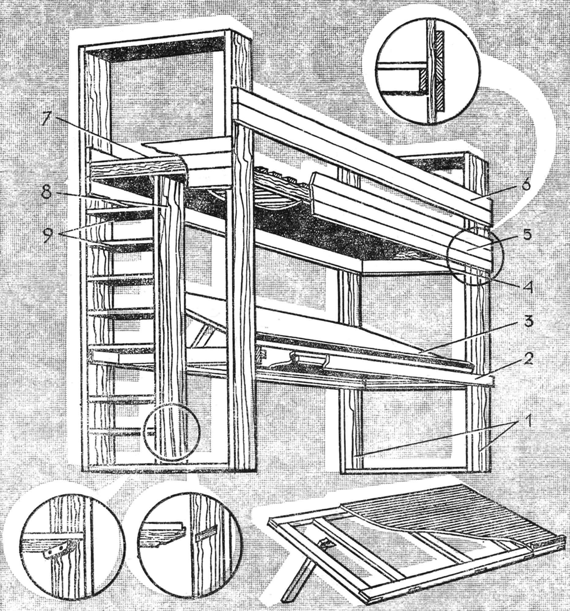 Рис. 1. Двухэтажный детский уголок и его схема