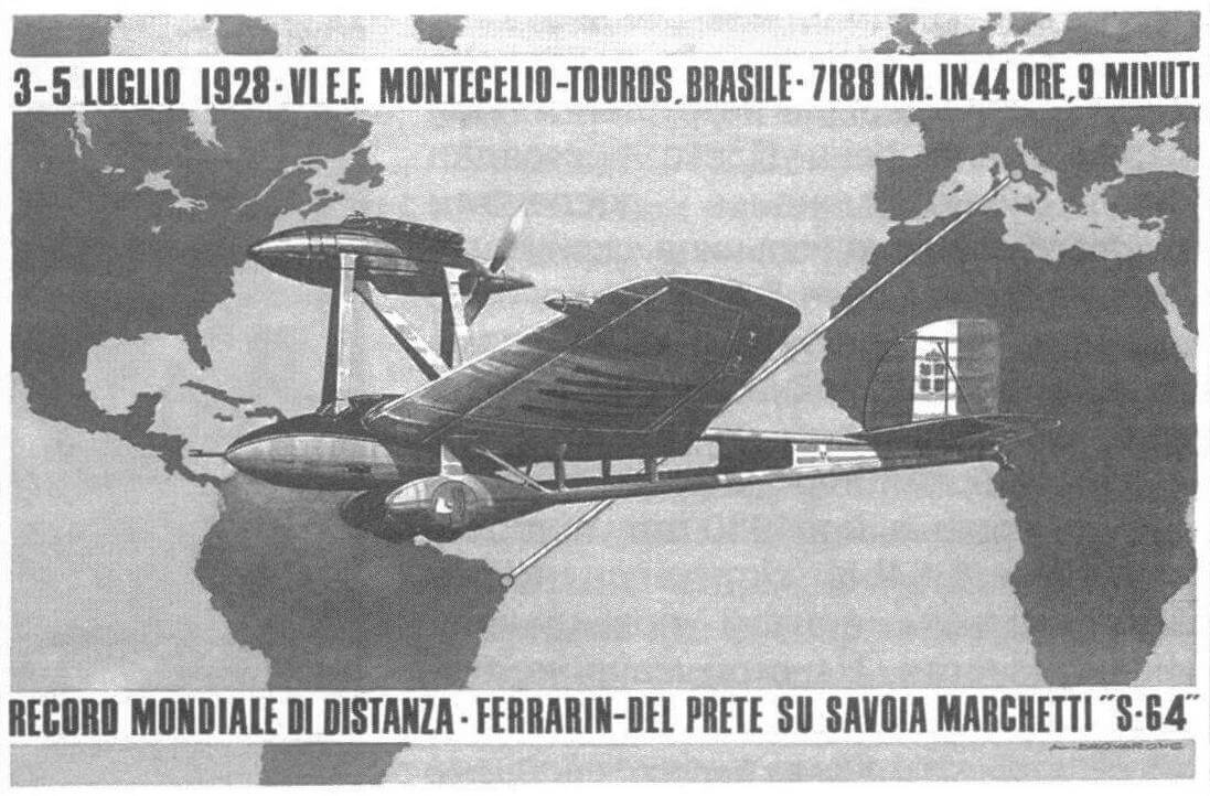 Плакат 1928 года, посвященный перелету Рим - Турос