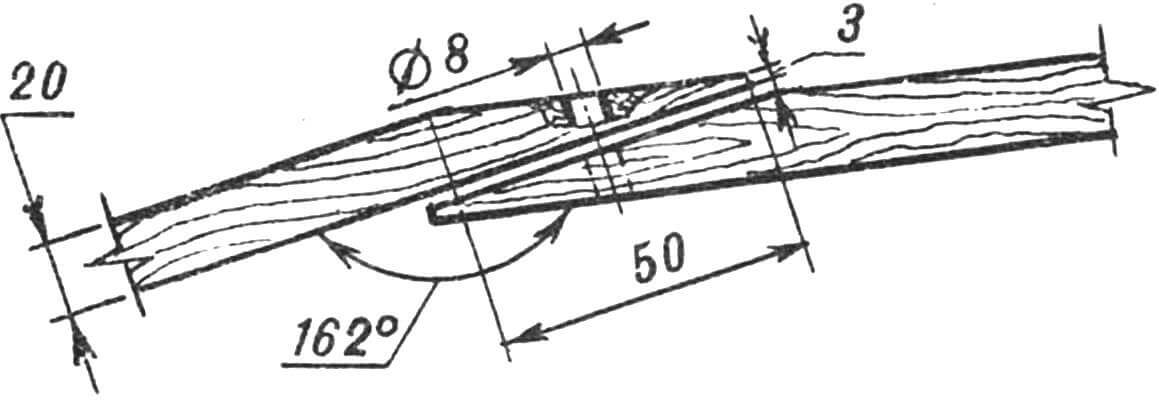 Конфигурация концов стержней арочного каркаса и схема их сопряжения (угол между сопрягаемыми стержнями — 162 градуса).