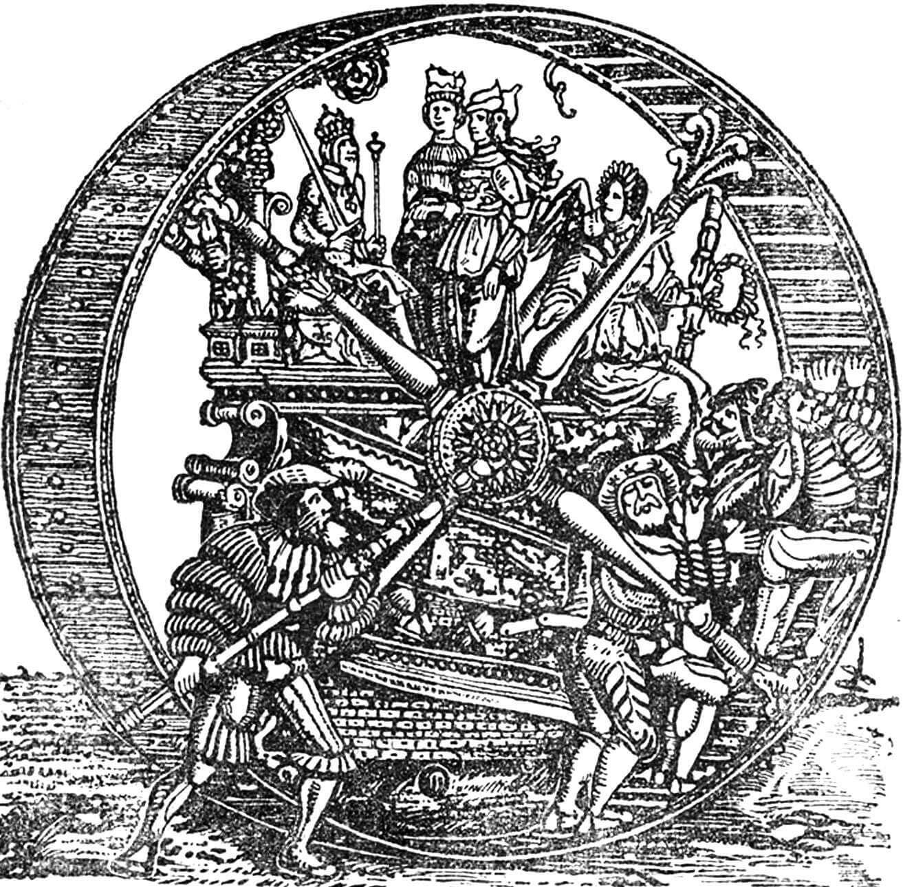 Самокатящаяся» чудо-колесница императора Максимилиана I (1459 г.).