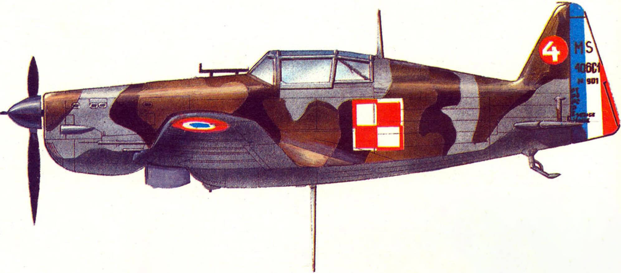 МS.406 № 901. 1-я эскадра GC 1/145, Франция, май 1940 г. Пилот — поручик Гловчинский.