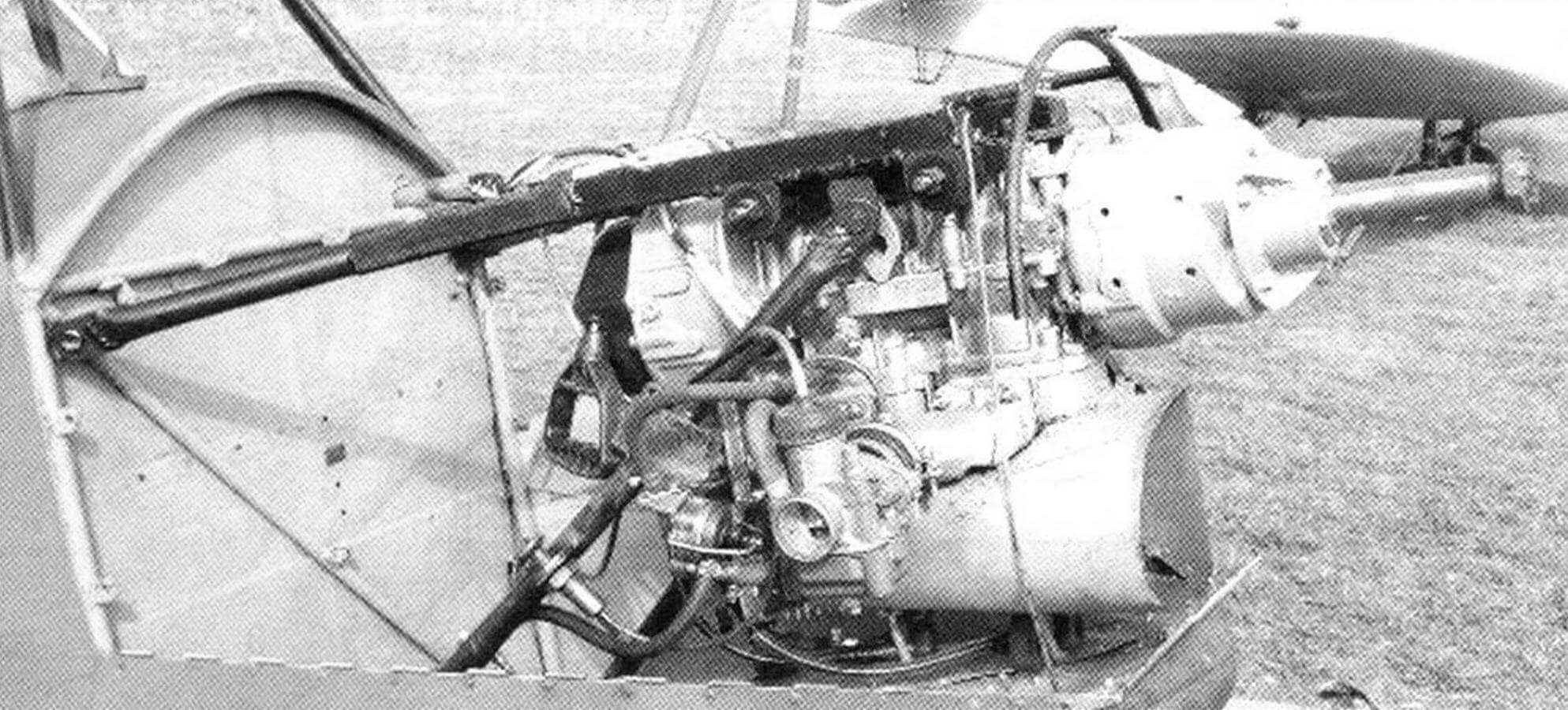 Двигатель УМ3 440-02 от снегохода «Рысь» хорошо вписался в контуры фюзеляжа и обеспечил самолёту неплохие лётные данные