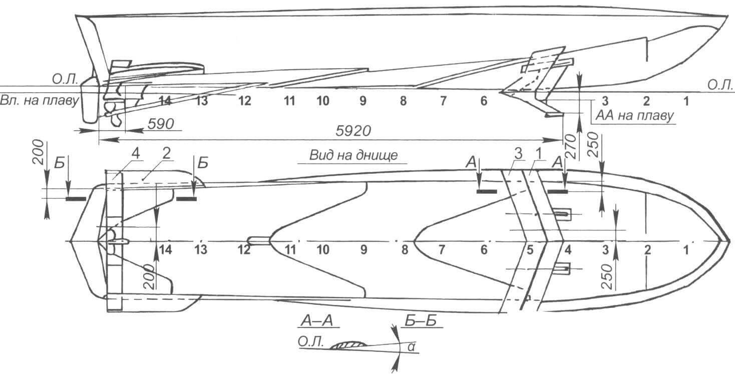 Схема установки подводных крыльев
