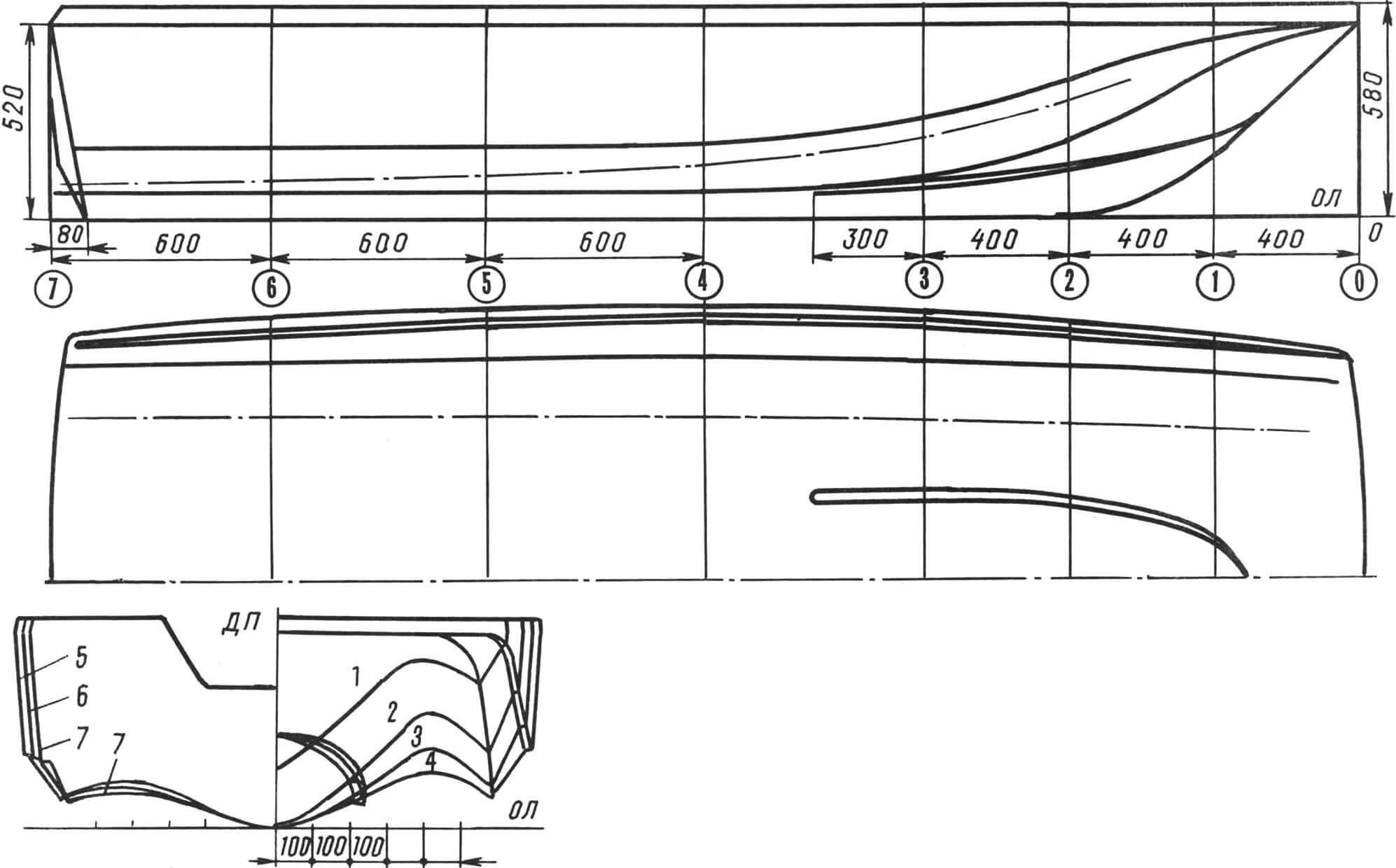 Fig. 2. Theoretical drawing of the boat's hull