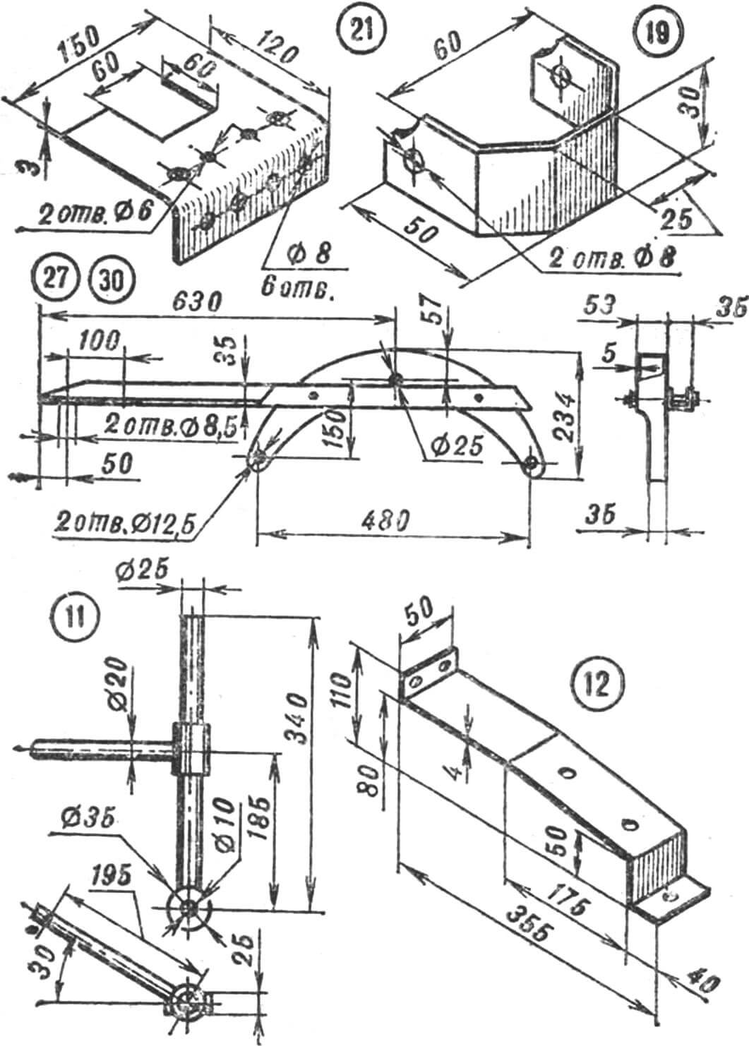 Snowmobile frame with structural elements of propulsion and transmission