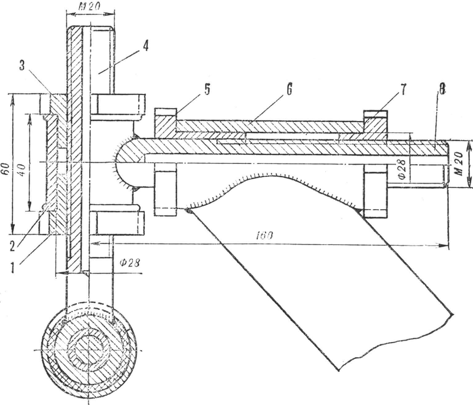Rice. 8. Mechanism for adjusting the ground clearance and camber of the front wheels