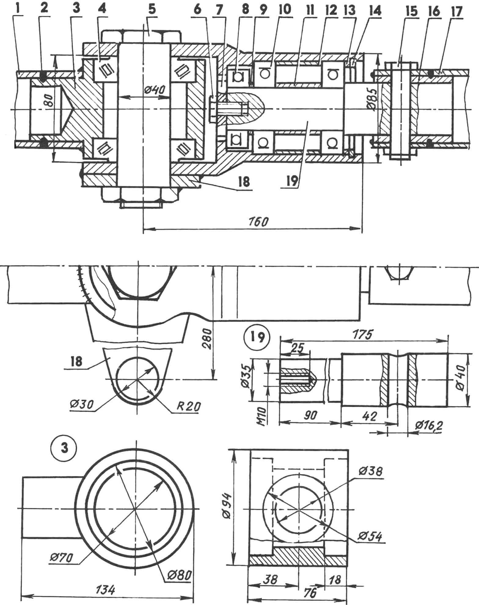 Docking and rotating unit of the front and rear semi-frames