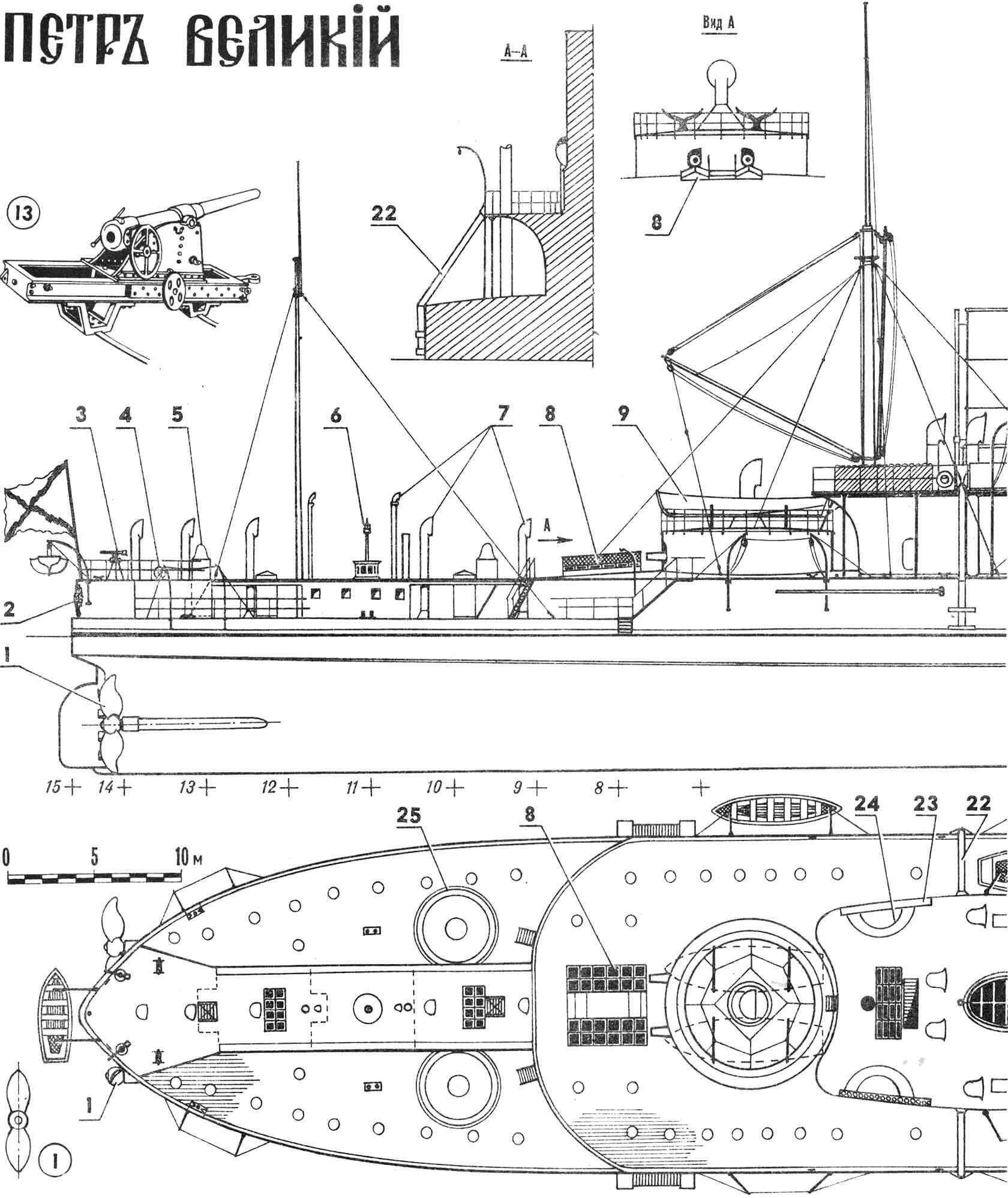 Броненосный корабль «Петр Великий» по состоянию на 1882 г. (после переоборудования в Англии)