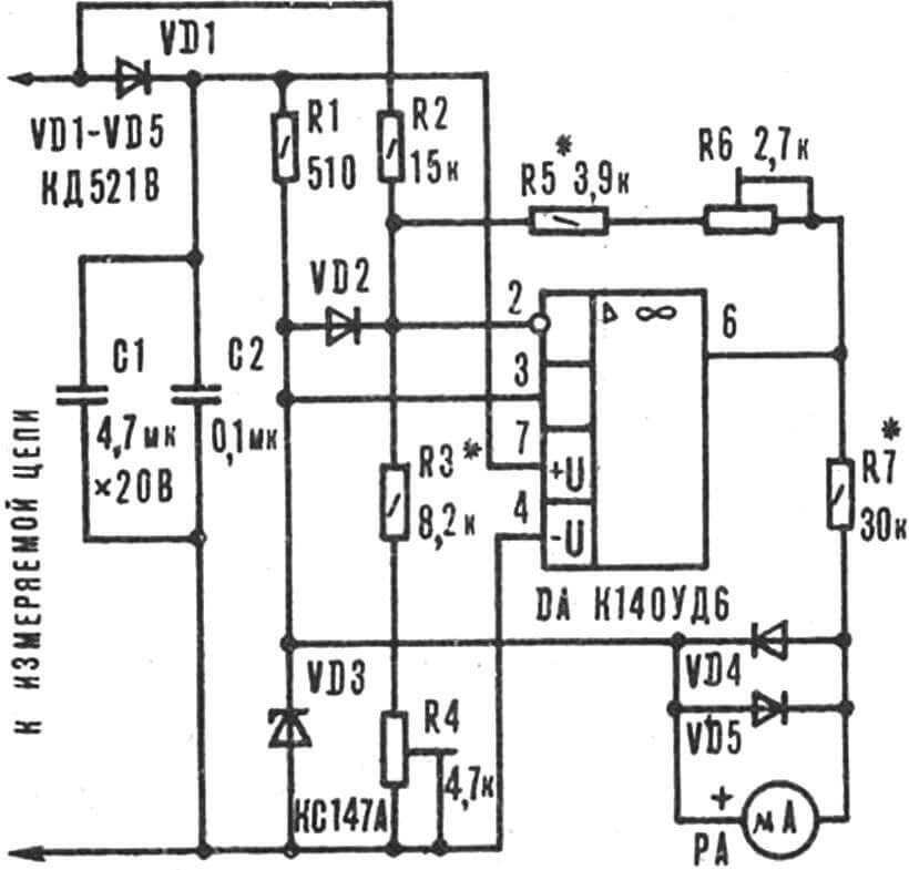 Принципиальная схема вольтметра.
