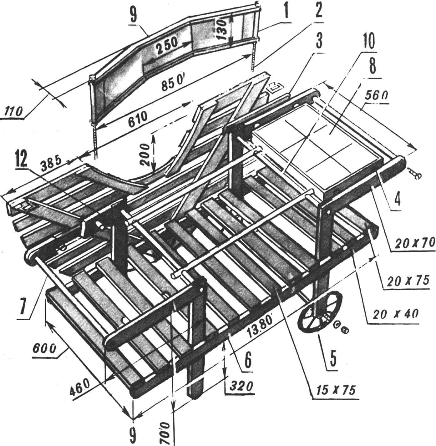 Garden tables with a brazier (A - “round” folding table-barbecue, B - simplified rectangular table-barbecue)