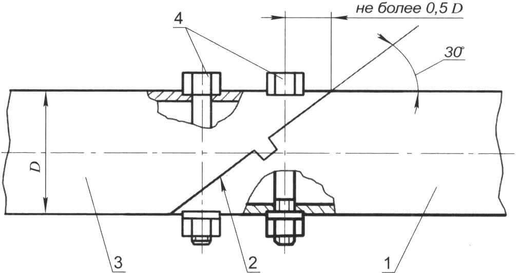 Вариант косого стыка без втулки