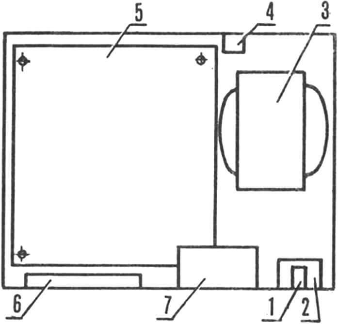 Рис. 5. Схема расположения элементов в корпусе частотомера