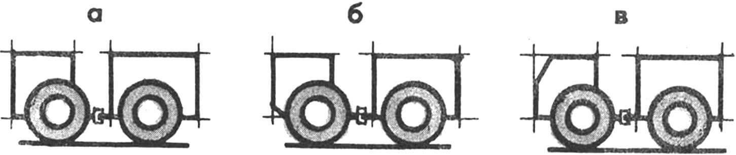 Рис. 4. Построение композиции вездехода на прямоугольной сетке (а, б, в — такие же, как на рис. 3).