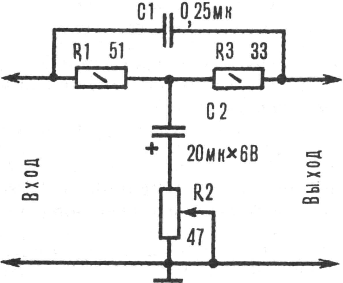 Рис. 2. Электрическая схема корректирующего фильтра.