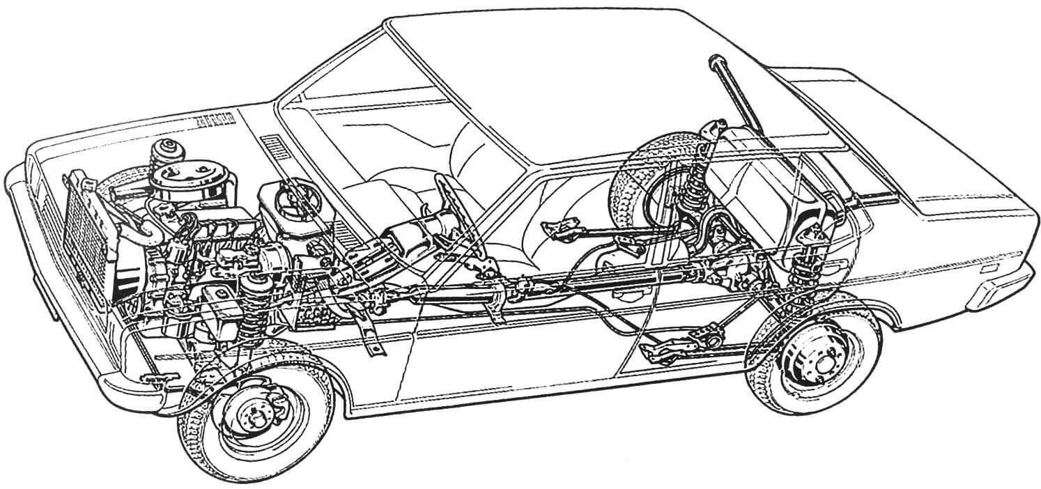 Компоновка Fiat 131 Mirafiori