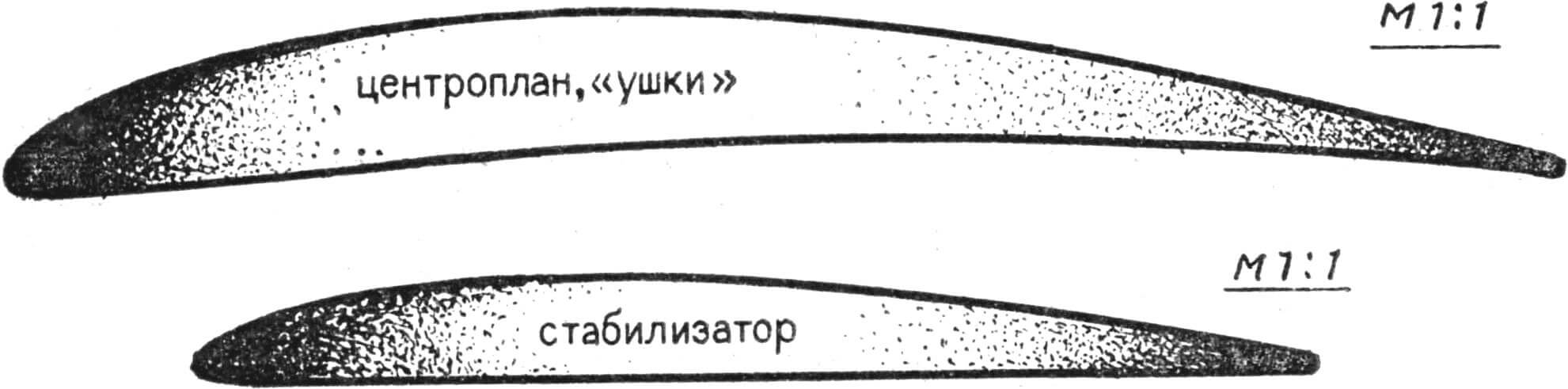 Рис. 2. Шаблоны профилей крыла и стабилизатора.