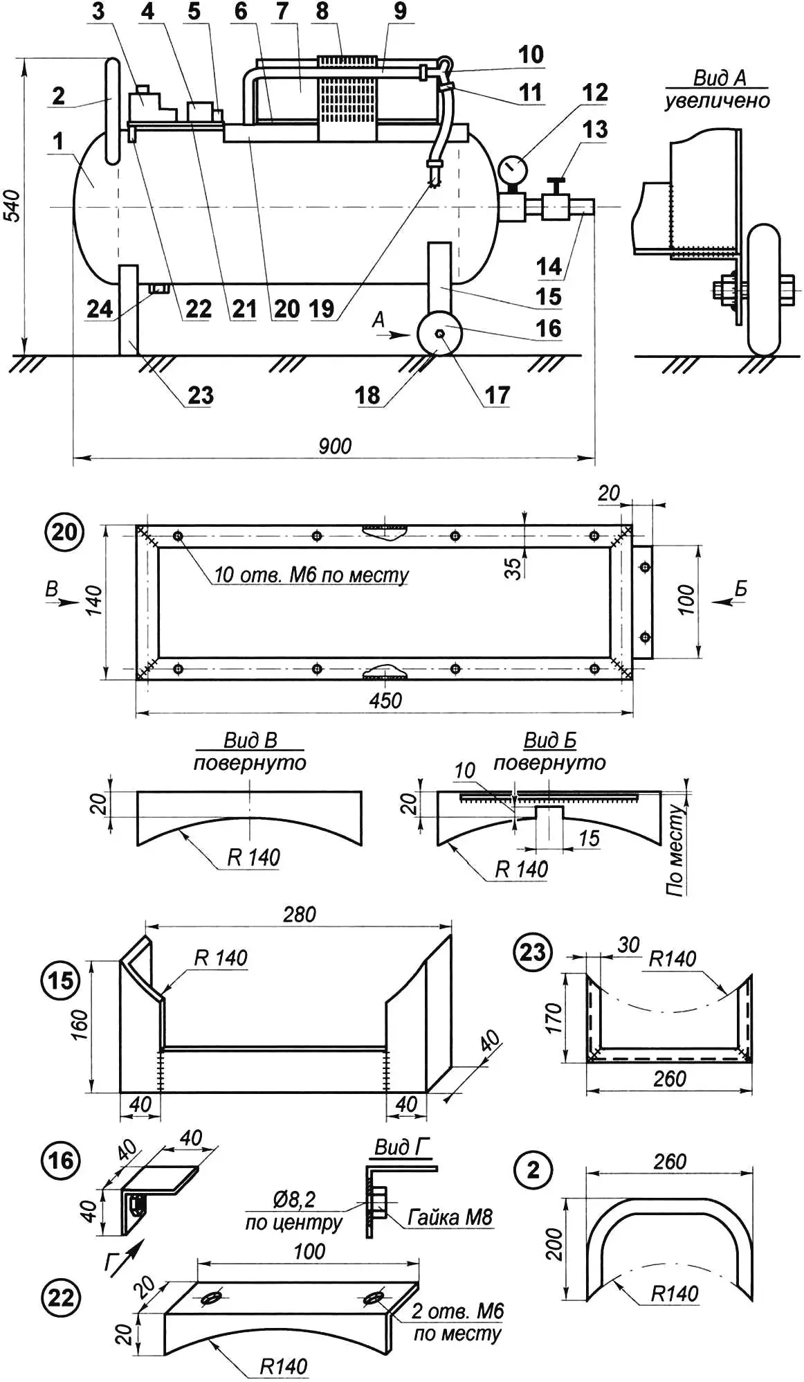 Compressor with a supercharger based on two motor-compressors from household refrigerators