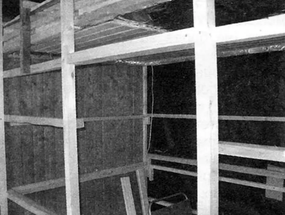 Installing the frame for the partition wall between the sauna and the shower section (40x40 mm timber)
