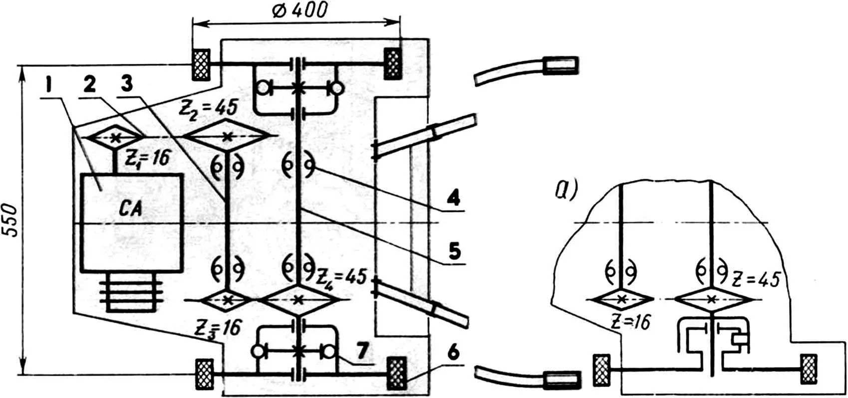 Fig.2. Kinematic diagram of transmission
