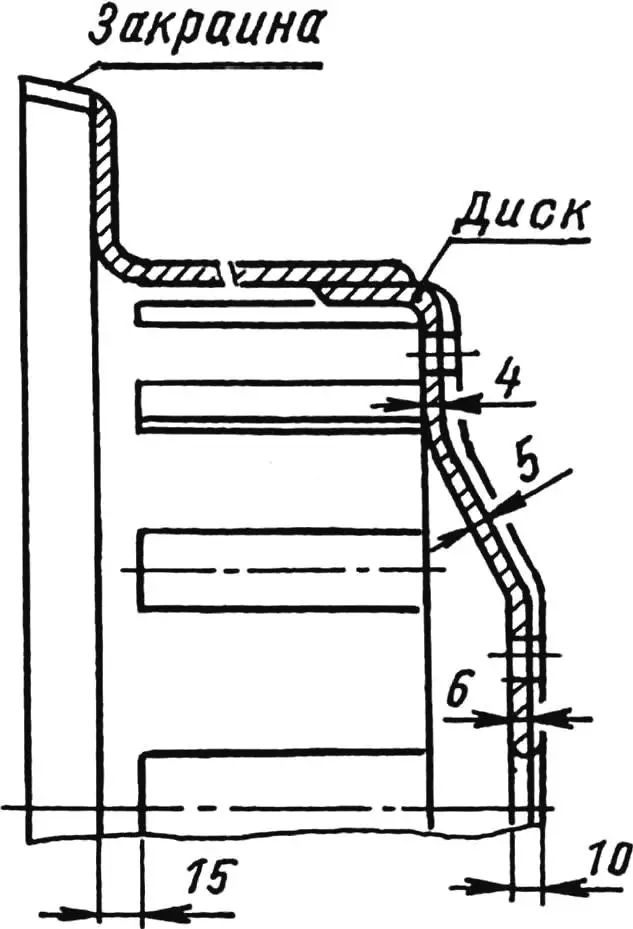 Изготовление основного обода из колеса автомобиля ГАЗ-66 (удаляются затушеванные части)
