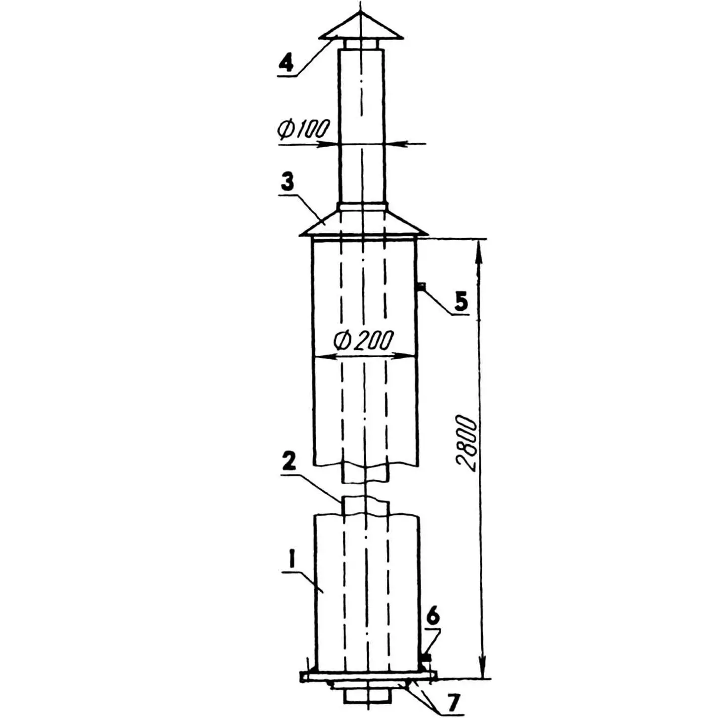 Схема водогрійного котла самоварного типу